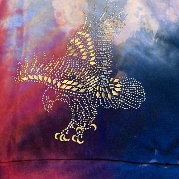 Jet Tie Dye Cotton Hoodie with Crystal Detail. Girls Size Large. - Picture 4 of 6